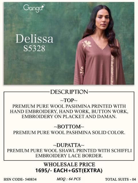 Ganga delissa 5328 silk dress material wholesale in bangalore